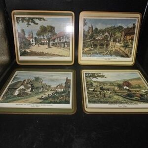 4 Pre Owned Continental Luncheon Placemats With English Villages Designs